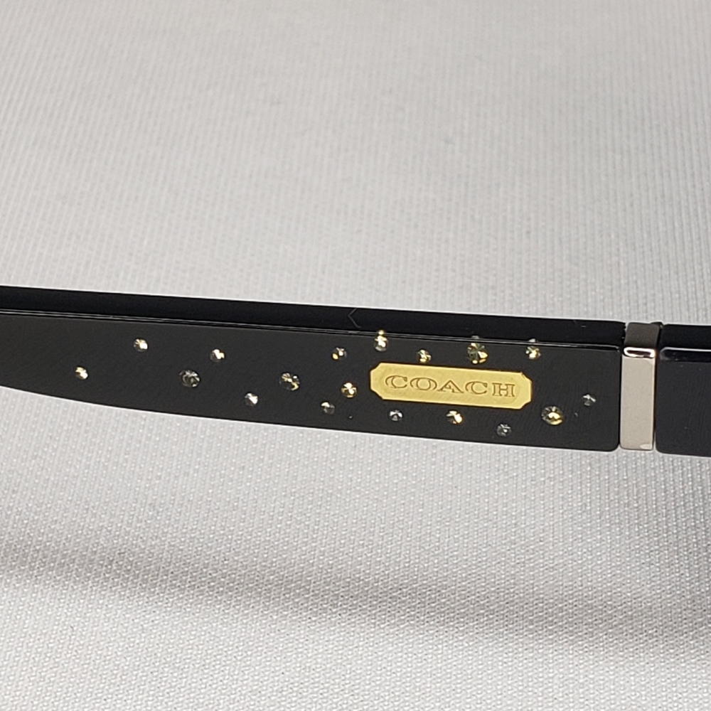Coach Eyeglasses Frames Only S3012 Cold Insert 57-16-125 Black Gold Sparkles - Picture 9 of 12